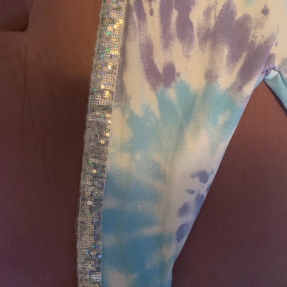 Girls purple/blue tie dye with glitter accents 2 piece jogger set Size 12 no - Picture 6 of 8